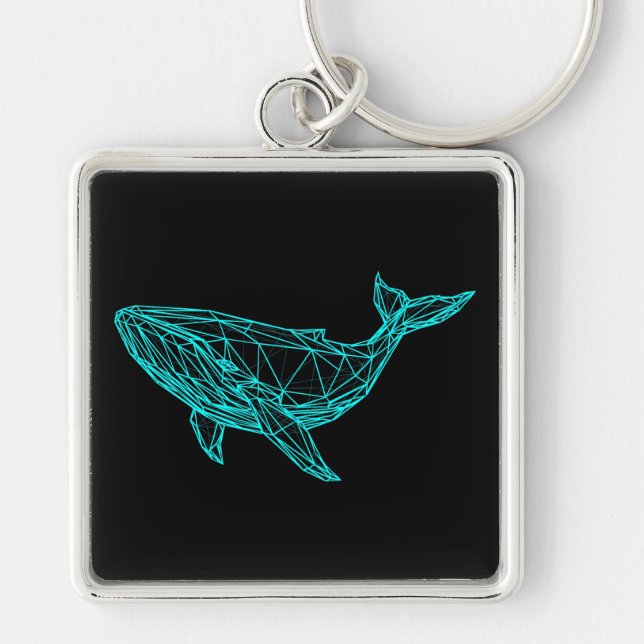 Futuristic Geometric Whale Keychain (Front)