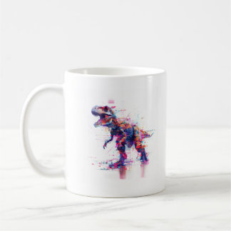Futuristic Glitch T-Rex Dinosaur Coffee Mug