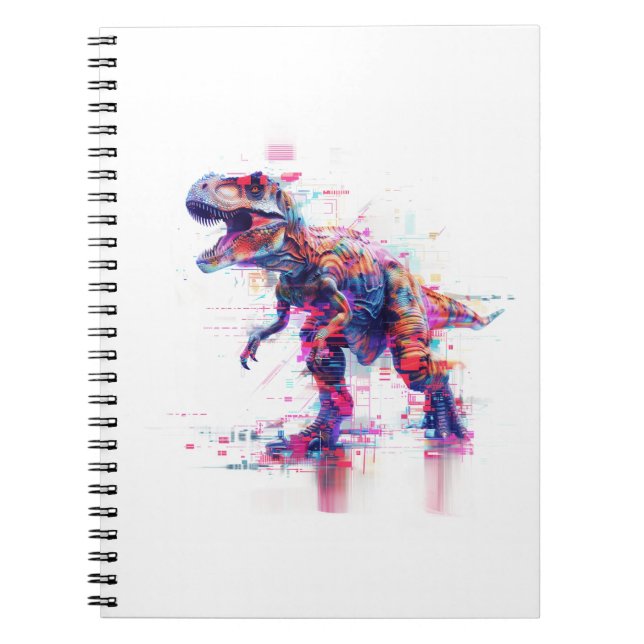 Futuristic Glitch T-Rex Dinosaur Notebook (Front)