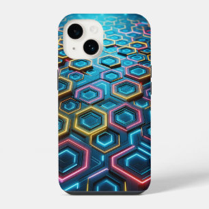 Futuristic Glowing Hexagon Phone Case - Neon Cyber