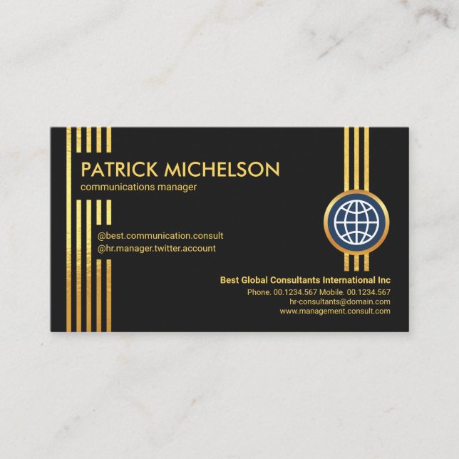Futuristic Gold Lines Professional CEO Founder Business Card (Front)