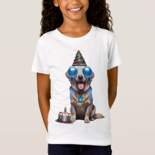 Futuristic Golden Retriever Birthday Girls T-Shirt