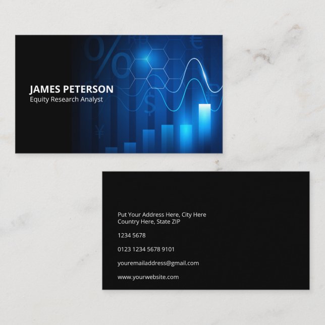 Futuristic Graphic Chart | Stock Market | Black Business Card (Front/Back)