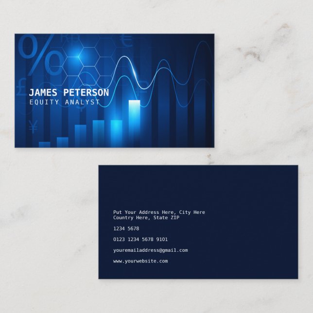 Futuristic Graphic Chart | Stock Market Business Card (Front/Back)