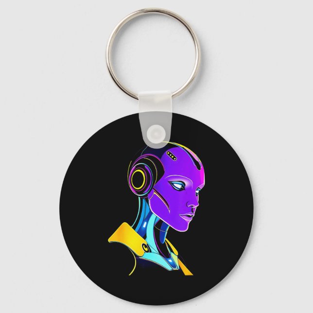 Futuristic Graphic Design Robot 1  Key Ring (Front)