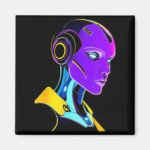 Futuristic Graphic Design Robot 1 Magnet
