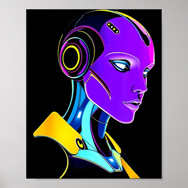 Futuristic Graphic Design Robot 1  Poster (Front)