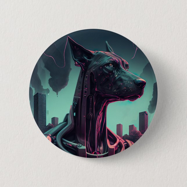 Futuristic Great Dane The Robotic Companion 6 Cm Round Badge (Front)