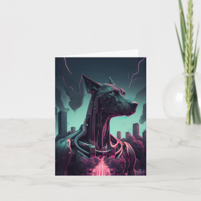 Futuristic Great Dane The Robotic Companion Card (Front)