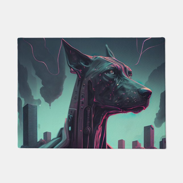 Futuristic Great Dane The Robotic Companion Doormat (Front)