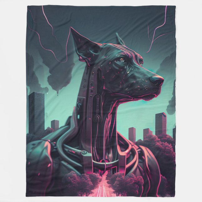 Futuristic Great Dane The Robotic Companion Fleece Blanket (Front)