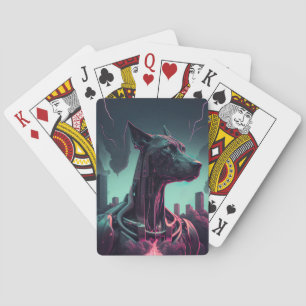 Futuristic Great Dane The Robotic Companion Playing Cards