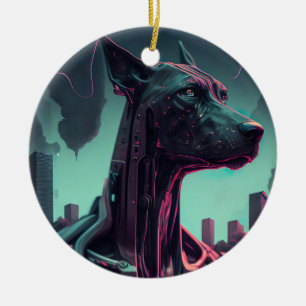 Futuristic Great Dane The Robotic Companion Throw  Ceramic Tree Decoration