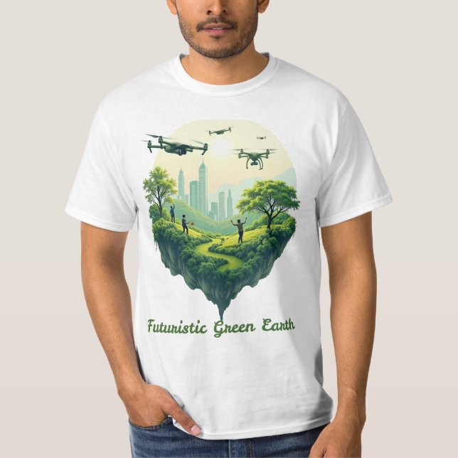Futuristic Green Earth T-Shirt (Front)