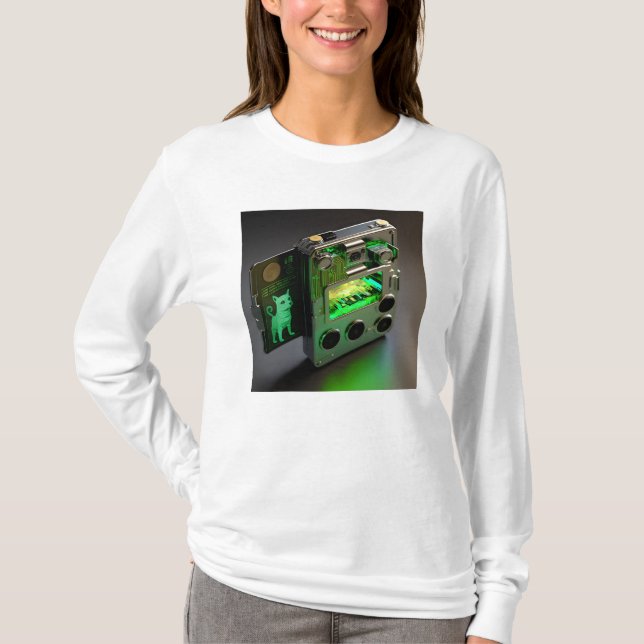 Futuristic Hardware wallet with hologram display T-Shirt (Front)