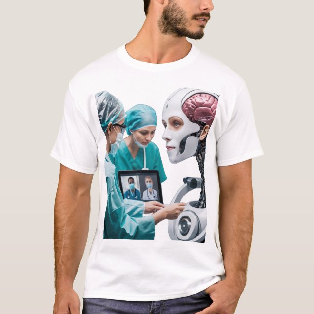 "Futuristic Healthcare: Merging Minds and Machines T-Shirt (Front)