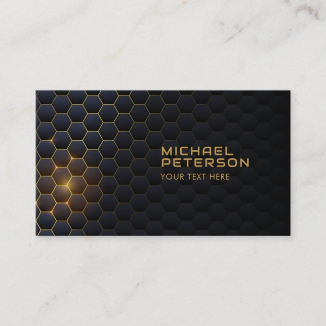 Futuristic Hexagonal Light Hitech | Modern Business Card (Front)