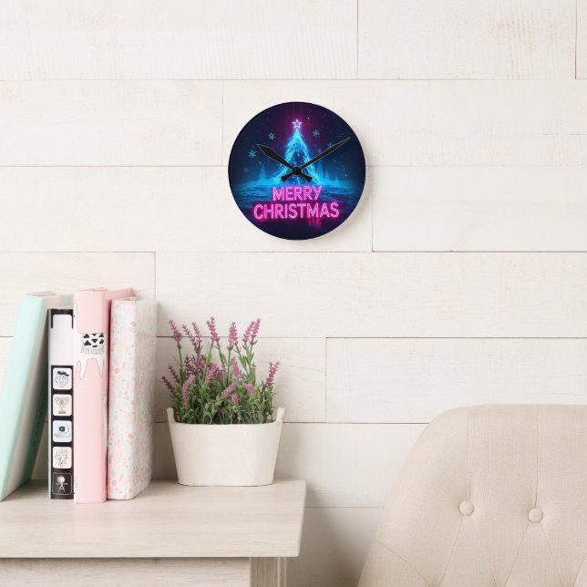  Futuristic Holiday Glow Design Round Clock (Reading Room)