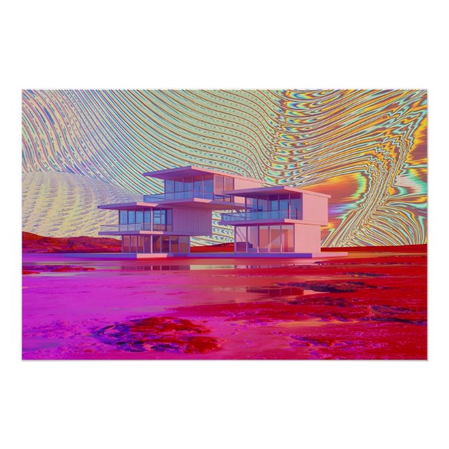 Futuristic House Amidst a Colourful Surreal Poster (Front)