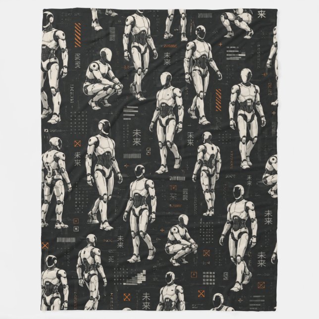 Futuristic Humanoid Robot | AI Android Sci-Fi Art Fleece Blanket (Front)