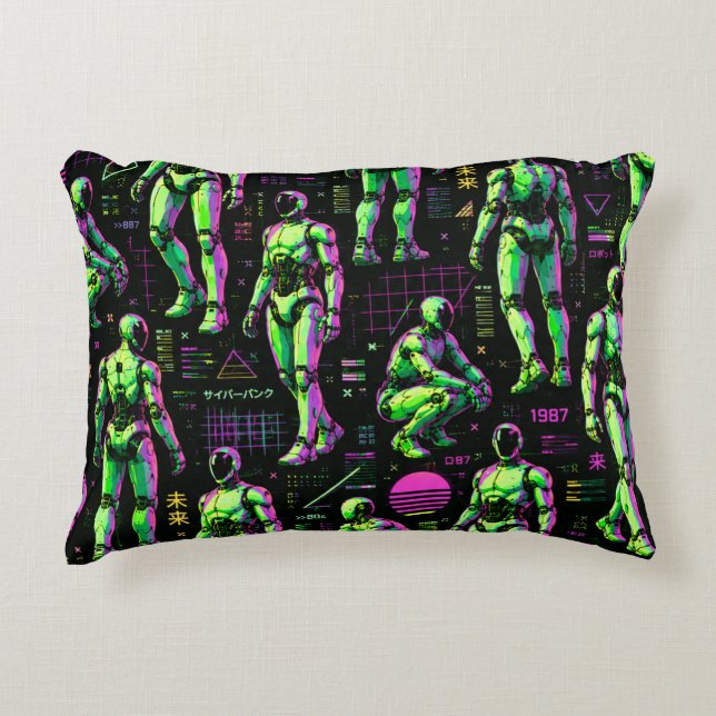 Futuristic Humanoid Robot Art | AI Android Sci-Fi  Decorative Cushion (Front)
