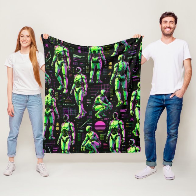 Futuristic Humanoid Robot Art | AI Android Sci-Fi  Fleece Blanket (In Situ)