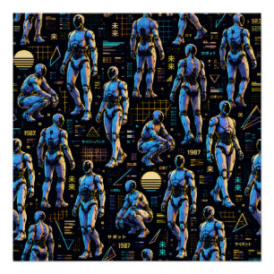 Futuristic Humanoid Robot Art AI Android Sci-Fi Poster