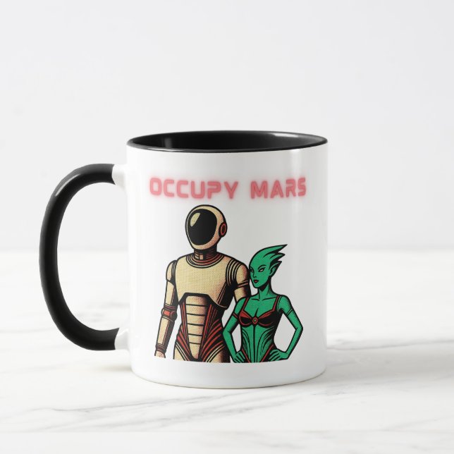 Futuristic Humanoid Robot on an Alien Planet Mug (Left)