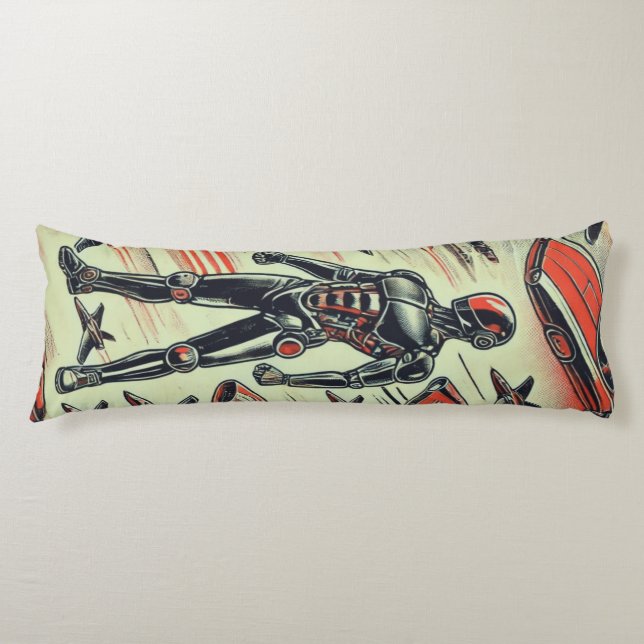 Futuristic Humanoid Robot Pattern | AI Robotics Sc Body Cushion (Front)