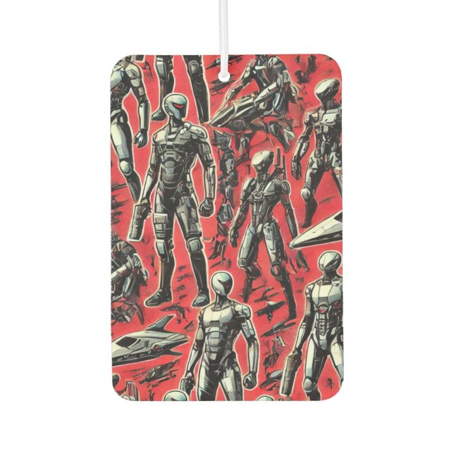Futuristic Humanoid Robot Pattern | AI Robotics Sc Car Air Freshener (Front)