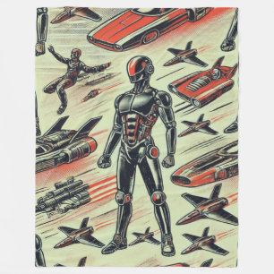 Futuristic Humanoid Robot Pattern AI Robotics Sc Fleece Blanket