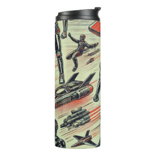 Futuristic Humanoid Robot Pattern AI Robotics Sc Thermal Tumbler