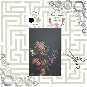 Futuristic Indian Chief Robotic Decoupage Tissue Paper