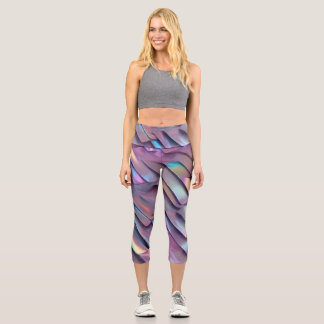 Futuristic iridescent/abstract holographic  capri leggings