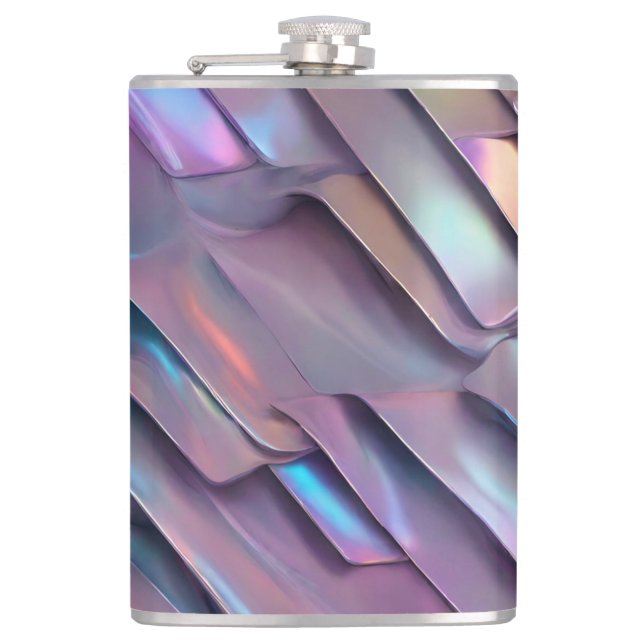 Futuristic iridescent/abstract holographic  hip flask (Front)