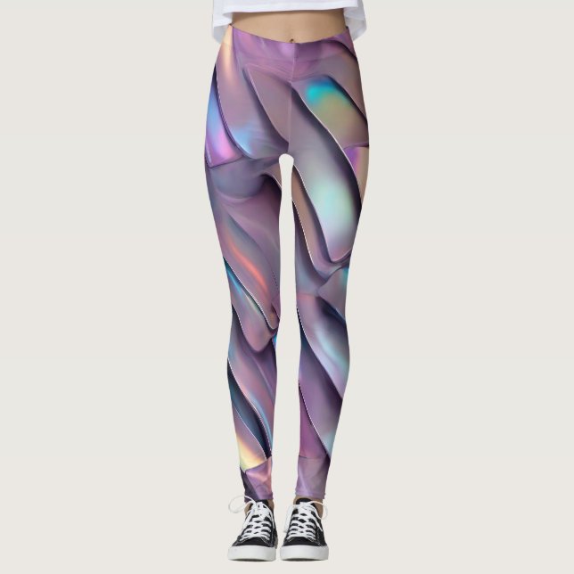 Futuristic iridescent/abstract holographic  leggings (Front)
