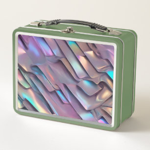 Futuristic iridescent/abstract holographic  metal lunch box