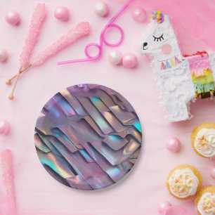 Futuristic iridescent/abstract holographic paper plate