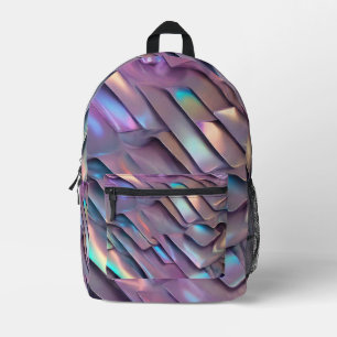 Futuristic iridescent/abstract holographic  printed backpack