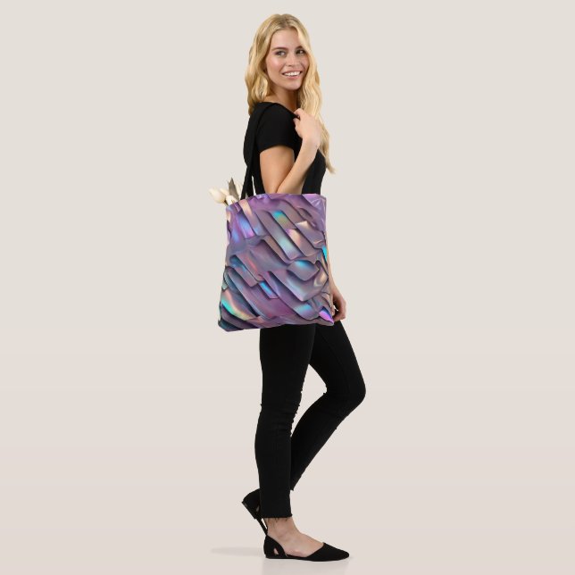 Futuristic iridescent/abstract holographic  tote bag (On Model)