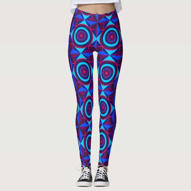 Futuristic Kaleidoscope Grid Leggings (Front)