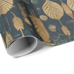 Futuristic leafy pattern wrapping paper