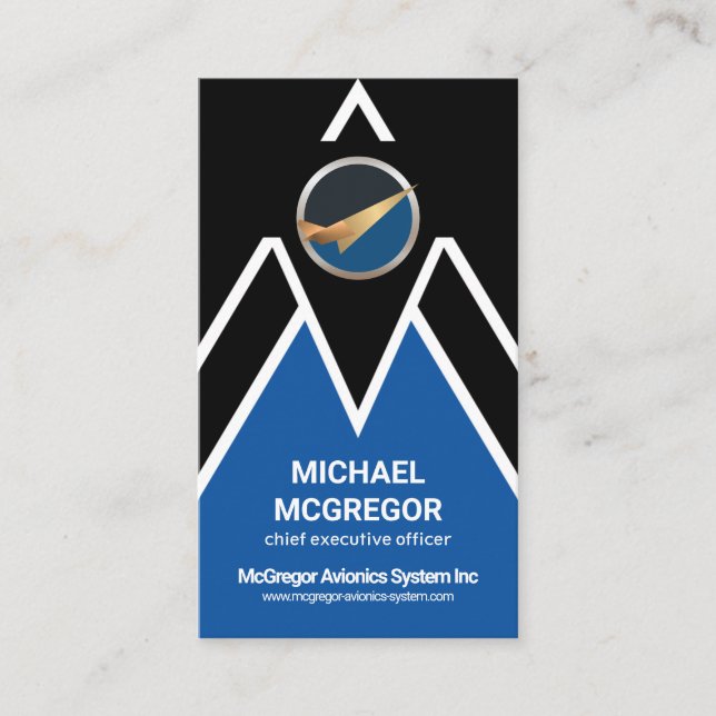 Futuristic Letter-M Jet Aeroplane Pilot Business Card (Front)
