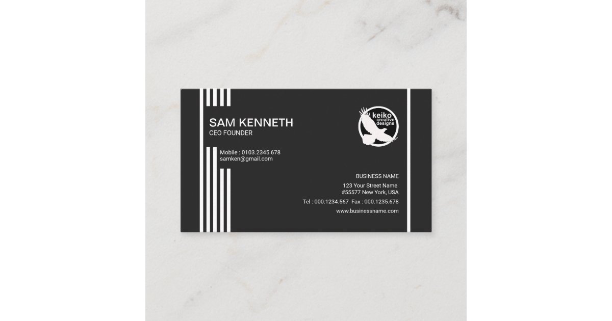 Futuristic Lines Elegant Black CEO Founder Business Card Zazzle