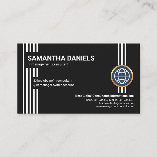 Futuristic Lines Professional Black CEO Founder Business Card (Front)