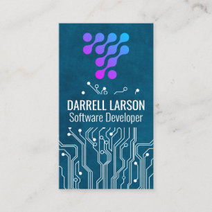 Futuristic Logo Circuit Board Graphics Business Card