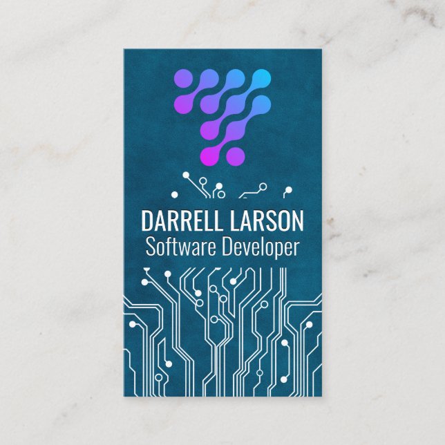 Futuristic Logo Circuit Board Graphics Business Card (Front)
