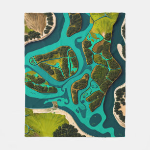 Futuristic Marshlands Fleece Blanket