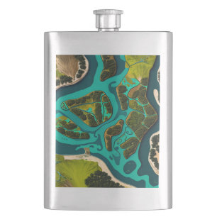Futuristic Marshlands Hip Flask