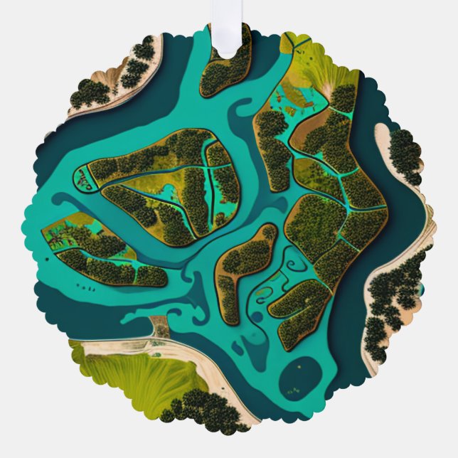 Futuristic Marshlands Tree Decoration Card (Front)